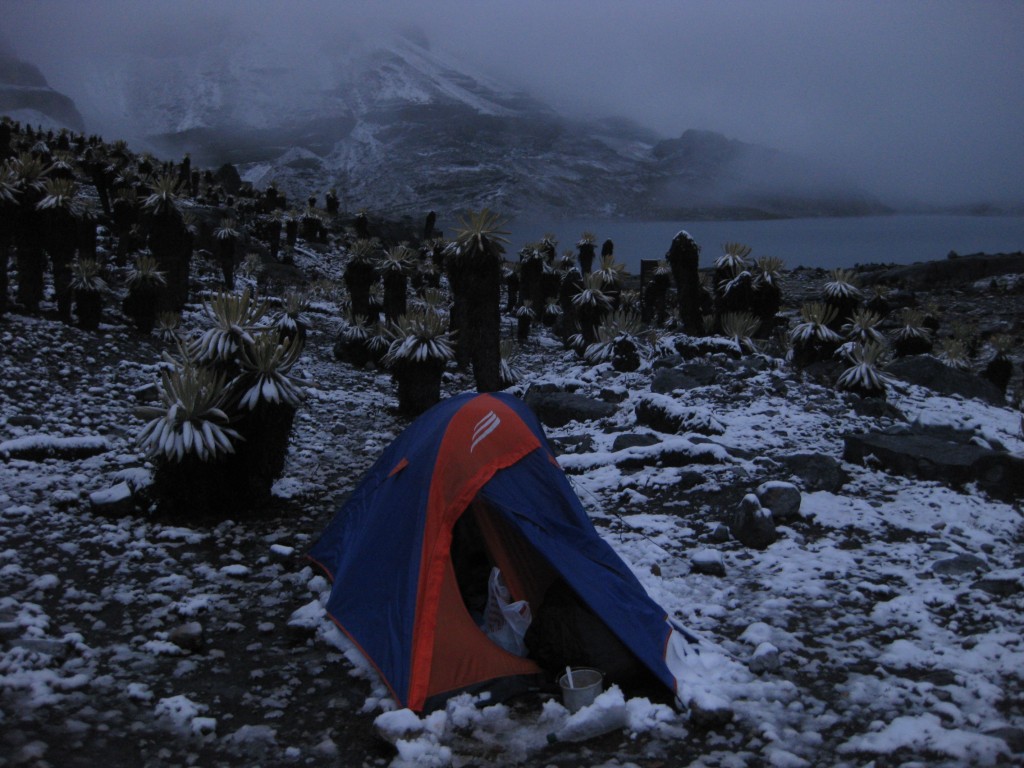 Selbst einer Gewitternacht mit anschließendem Schneefall hielt mein relativ günstiges Zelt stand